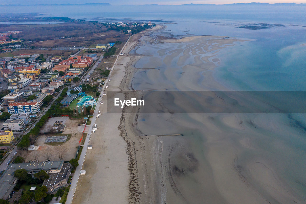 Aerial view of beach in city