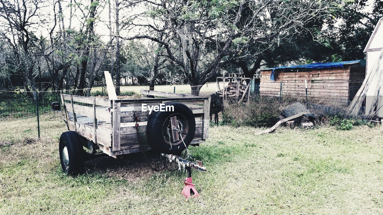 BICYCLES PARKED ON FIELD