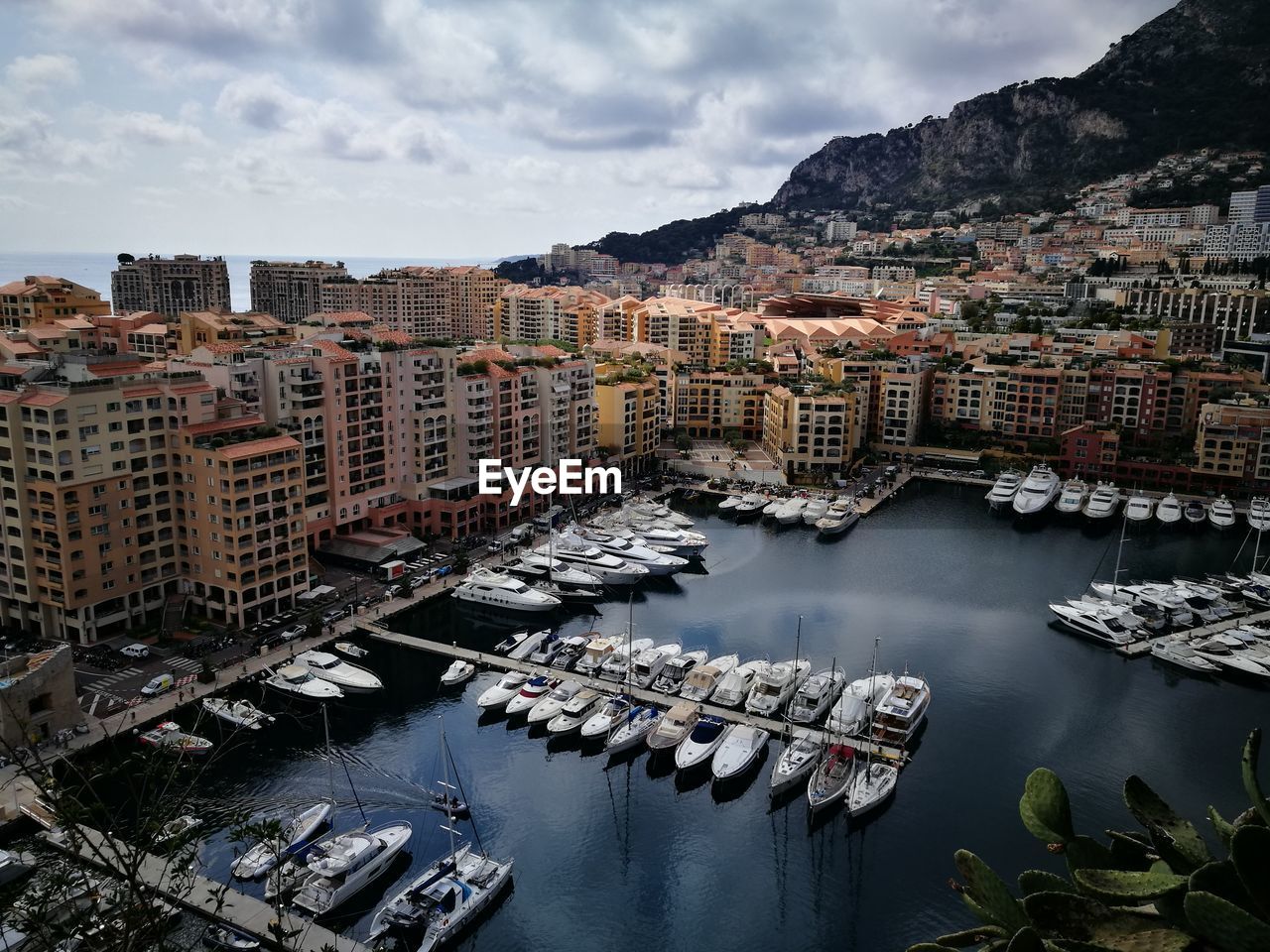 High angle view of marina in monaco