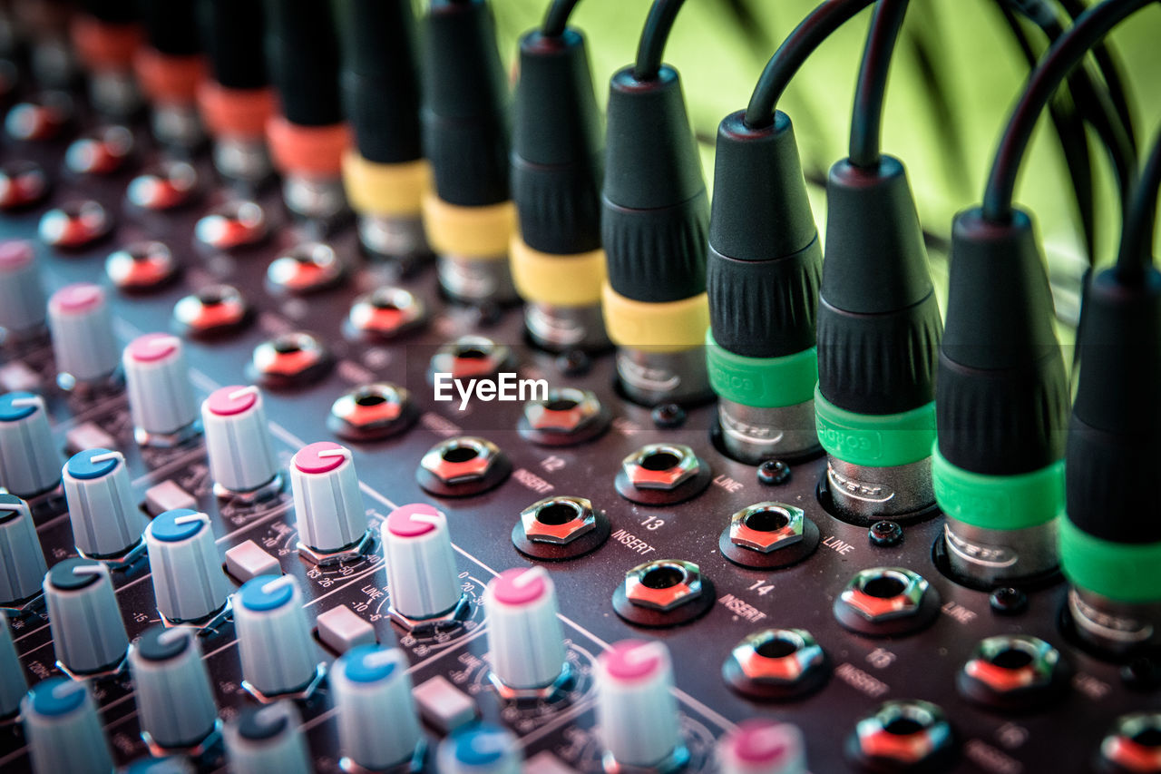 Close-up of audio equipment