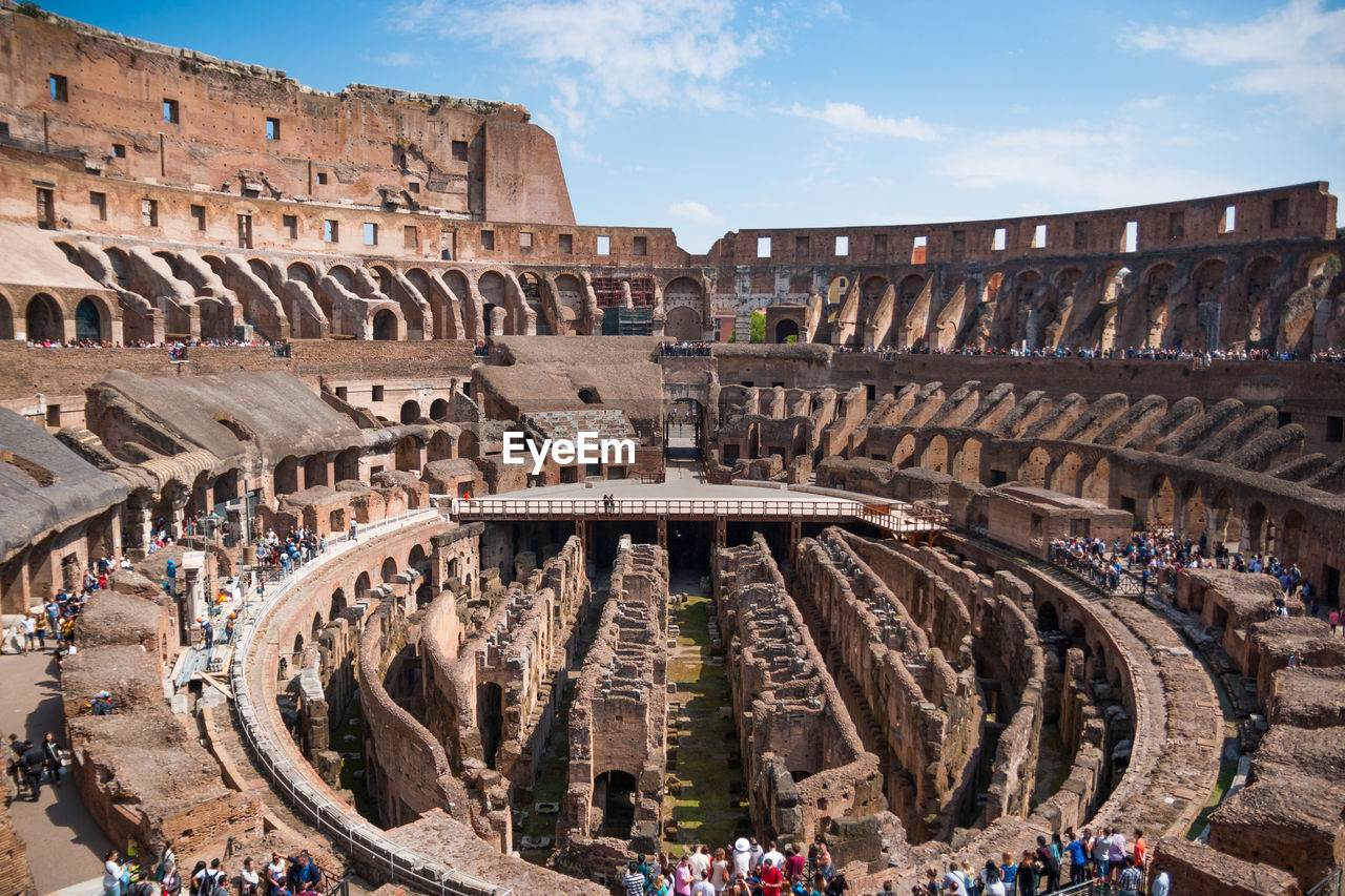 High angle view of people in amphitheater