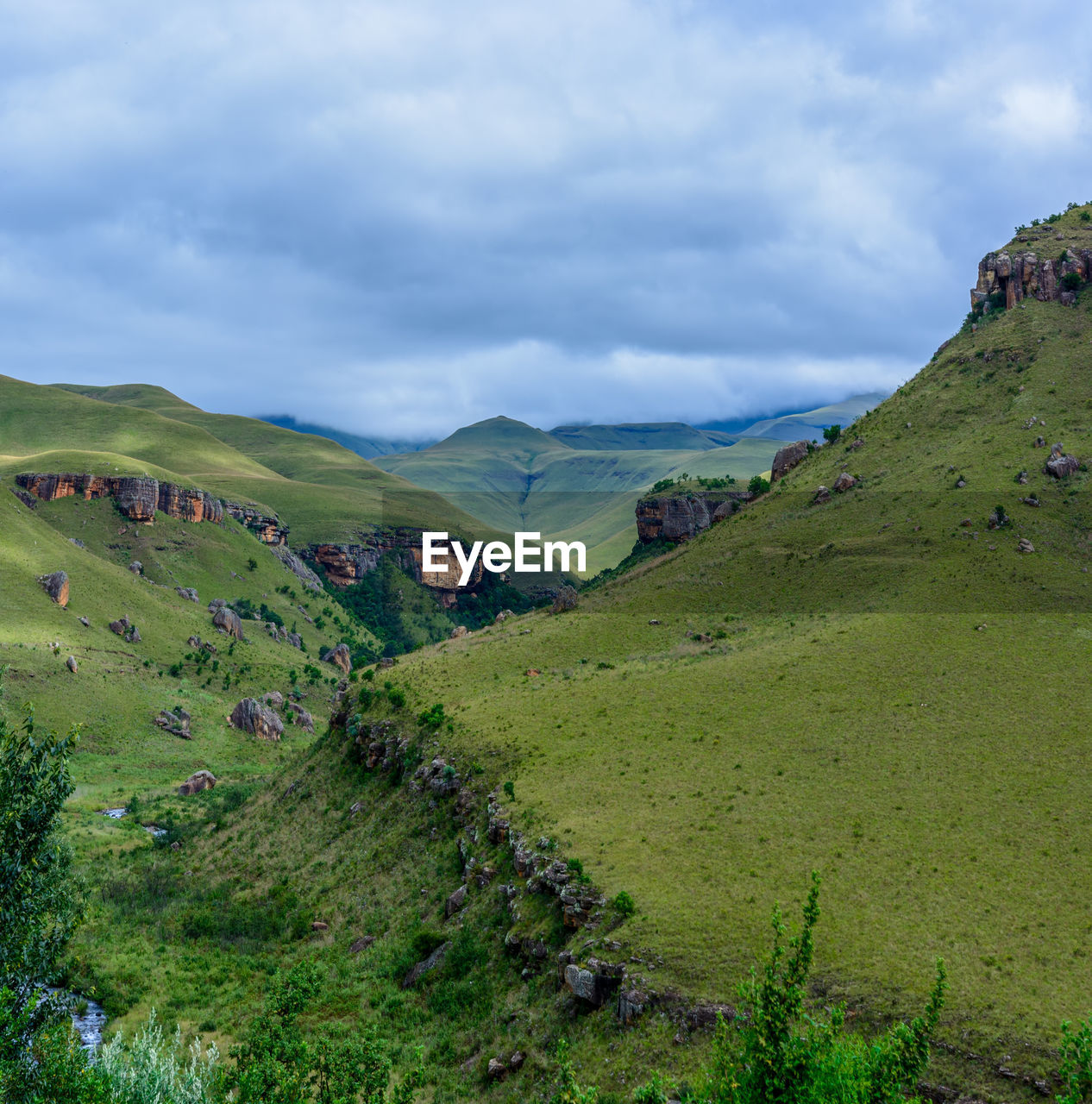 South africa drakensberg national park,green giants castle scenic panorama 