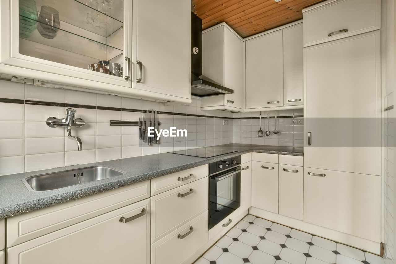 high angle view of kitchen utensils at home