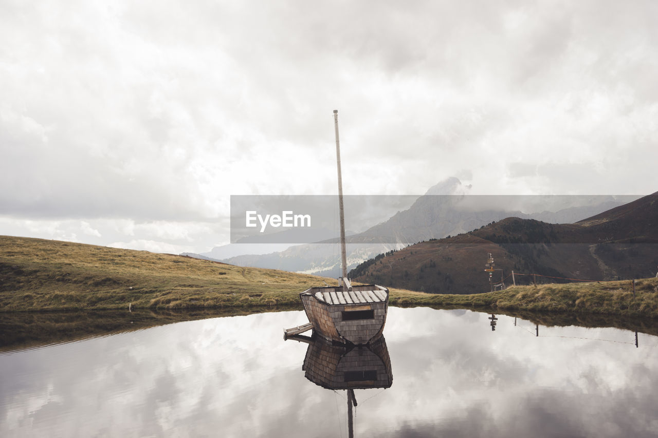 Scenic view of calm lake against mountain range