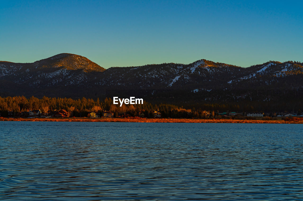 SCENIC VIEW OF LAKE AGAINST CLEAR SKY