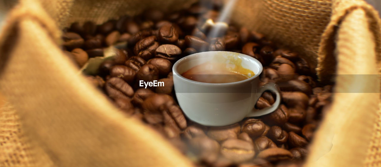 food and drink, coffee, drink, roasted coffee bean, cup, refreshment, mug, food, selective focus, hot drink, coffee cup, freshness, heat, indoors, tea, close-up, no people, brown, scented, masala chai, morning, cafe, nature, healthy eating
