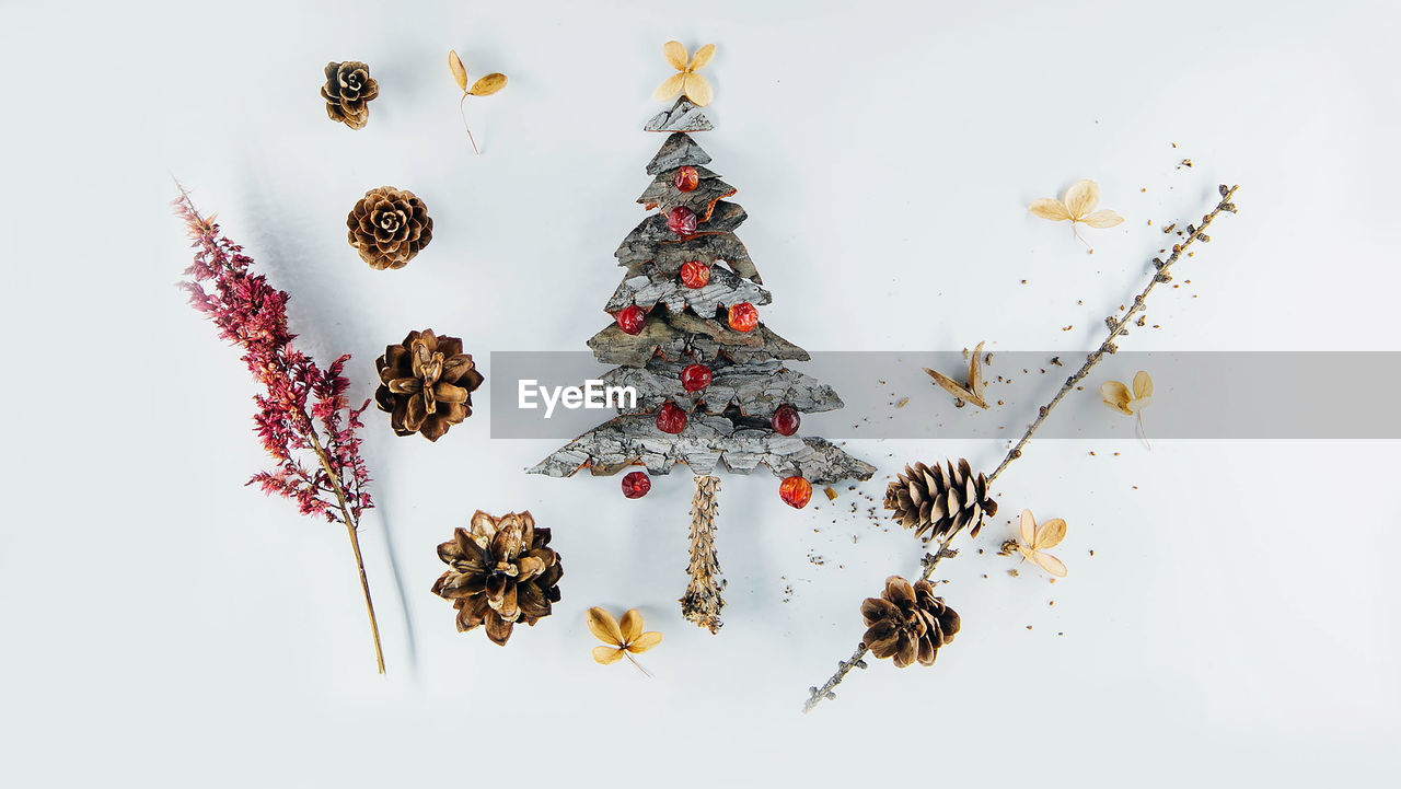 Directly above shot of christmas decoration on table