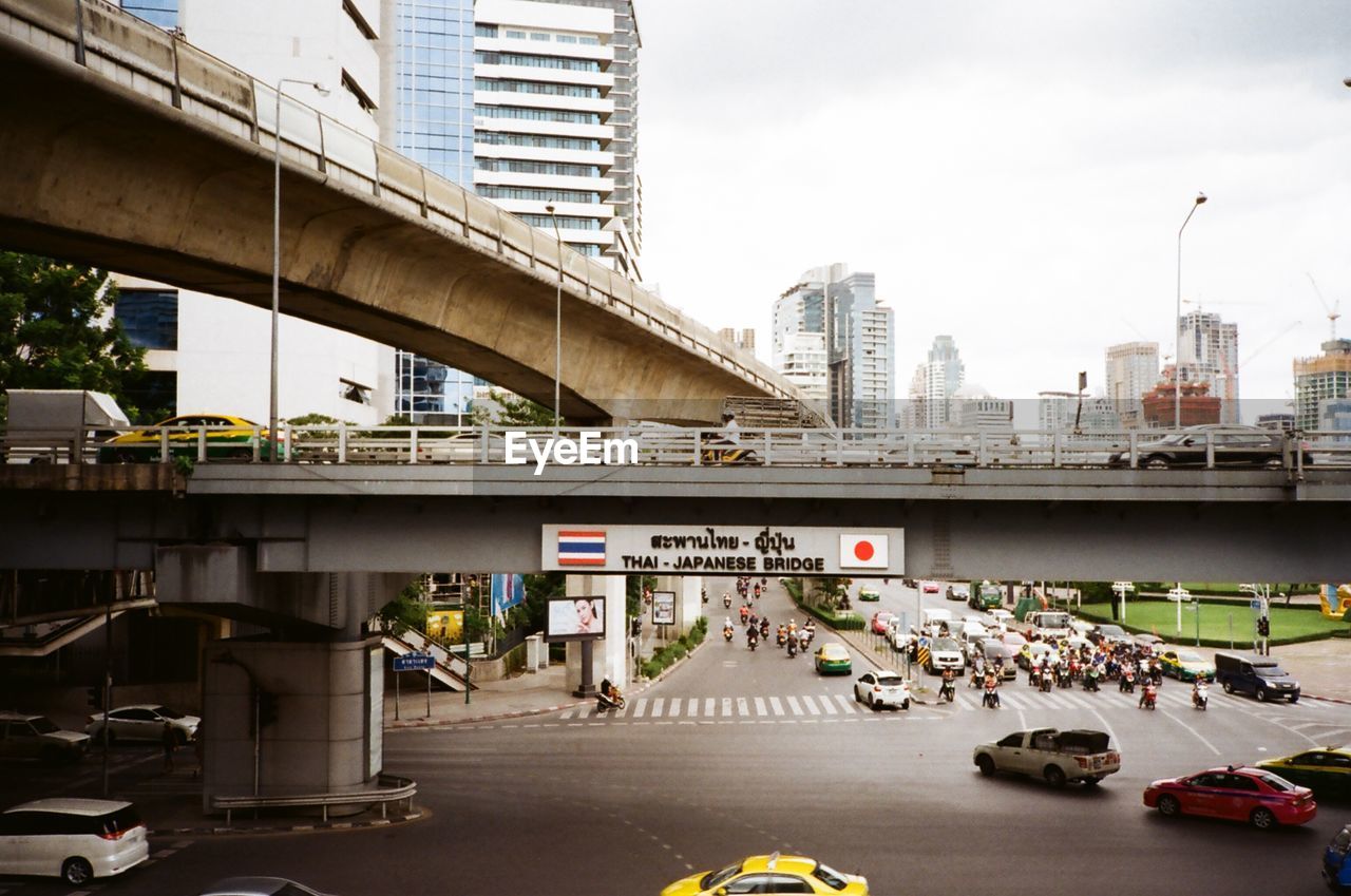 VIEW OF BRIDGE AND CITY BUILDINGS