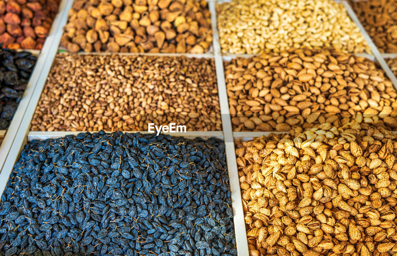 high angle view of peanuts for sale at market