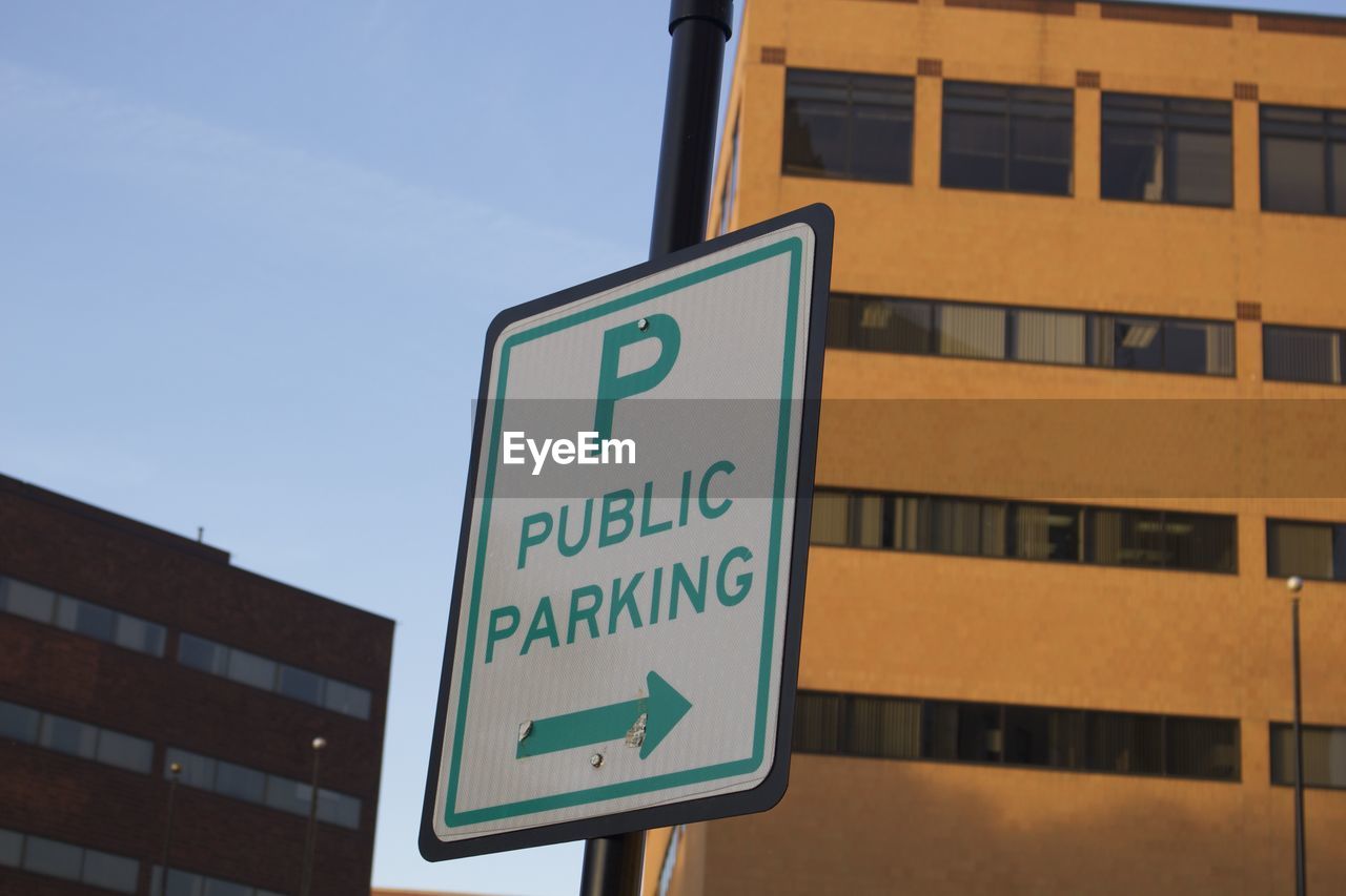 Close-up of parking signboard