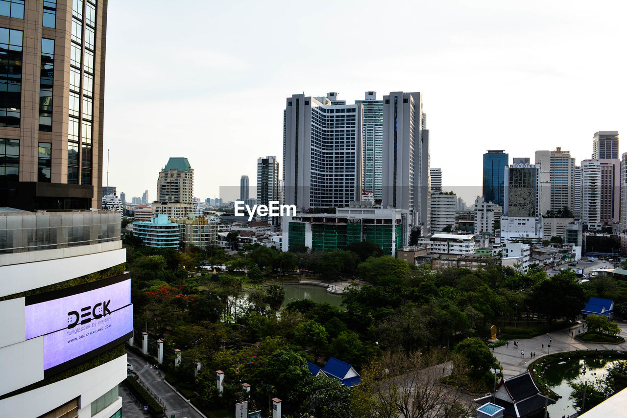 VIEW OF MODERN BUILDINGS AGAINST SKY