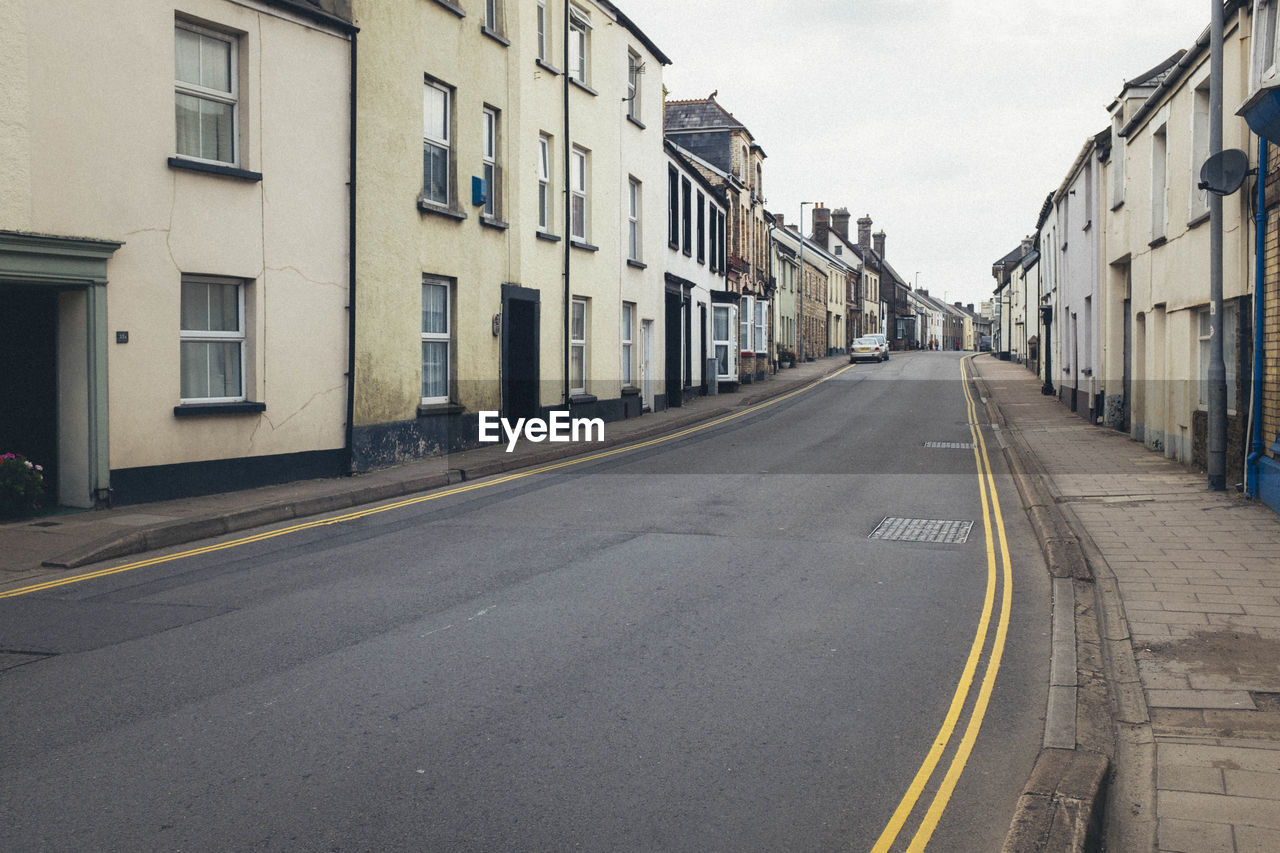 Empty road in city