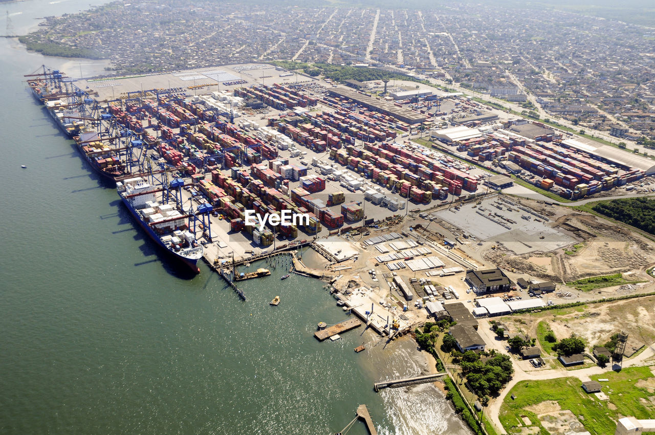 HIGH ANGLE VIEW OF CITY AND SEA