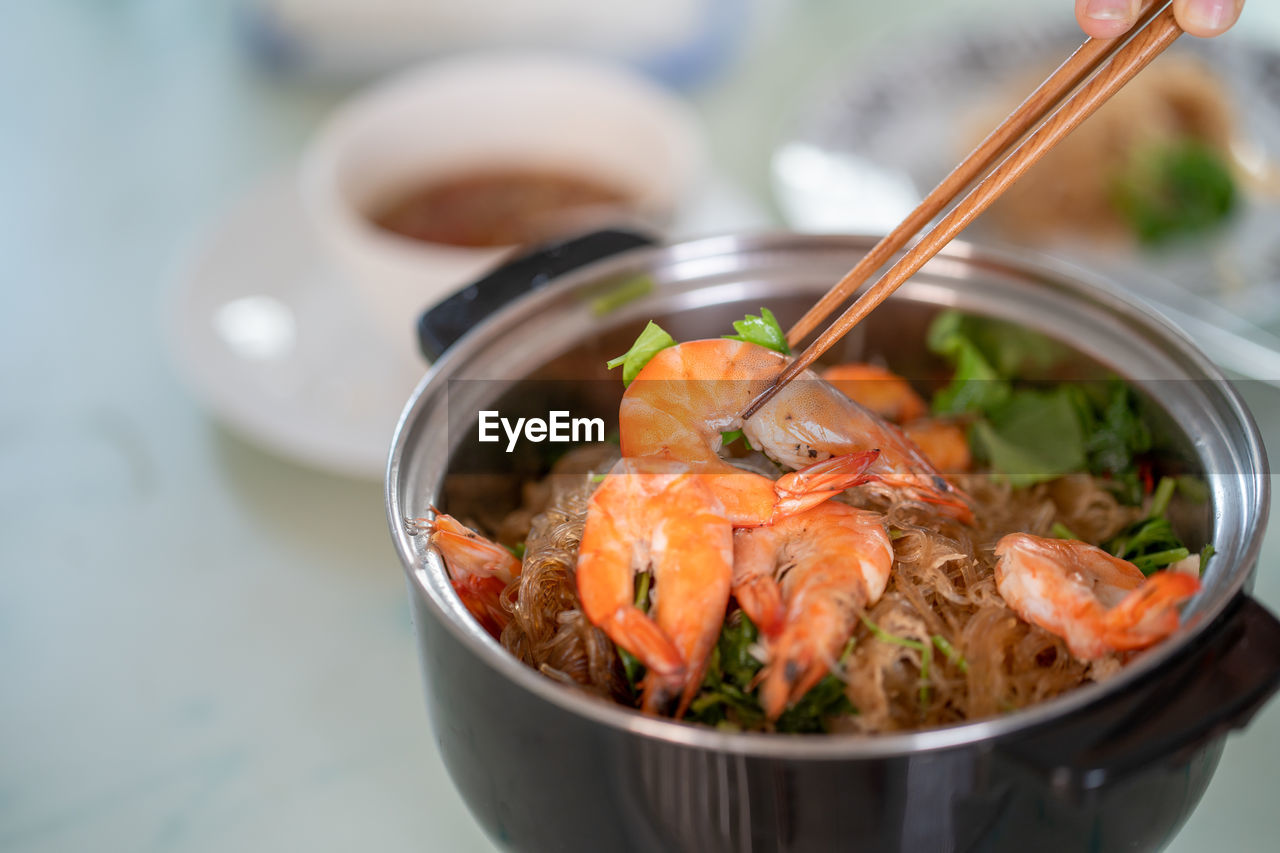 Close-up of meat served in bowl