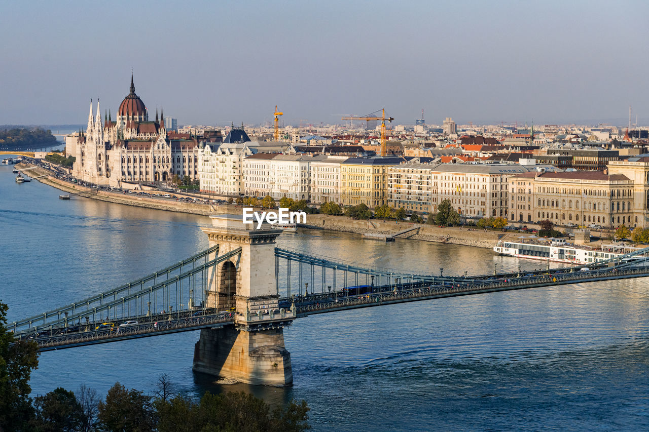 Chain bridge with budapest city, budapest, hungary