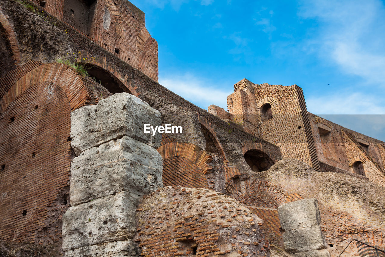 Detail of the walls of the famous colosseum in rome