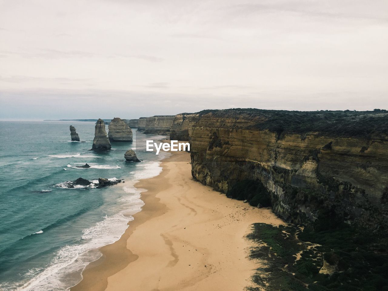 High angle view of beach against sky