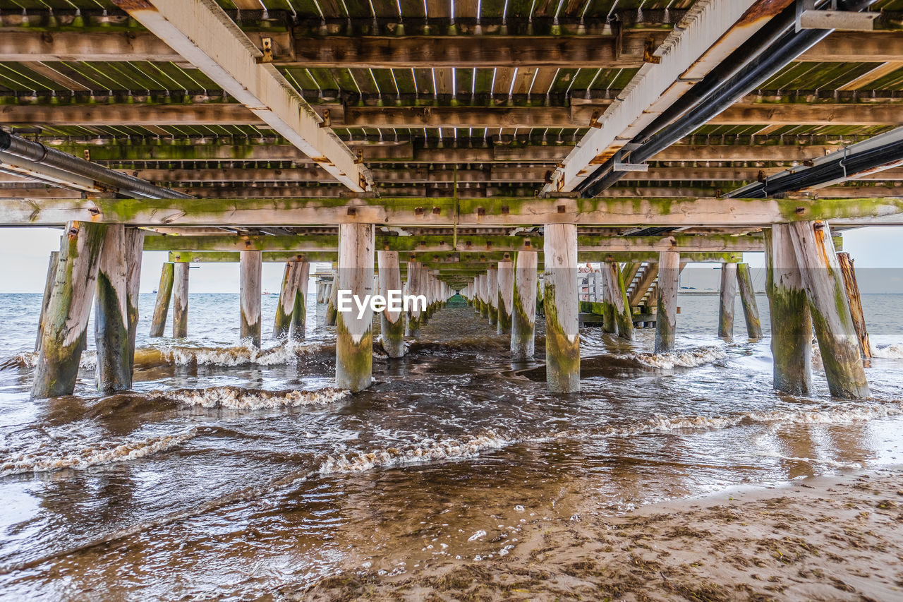 Full frame shot of pier over sea