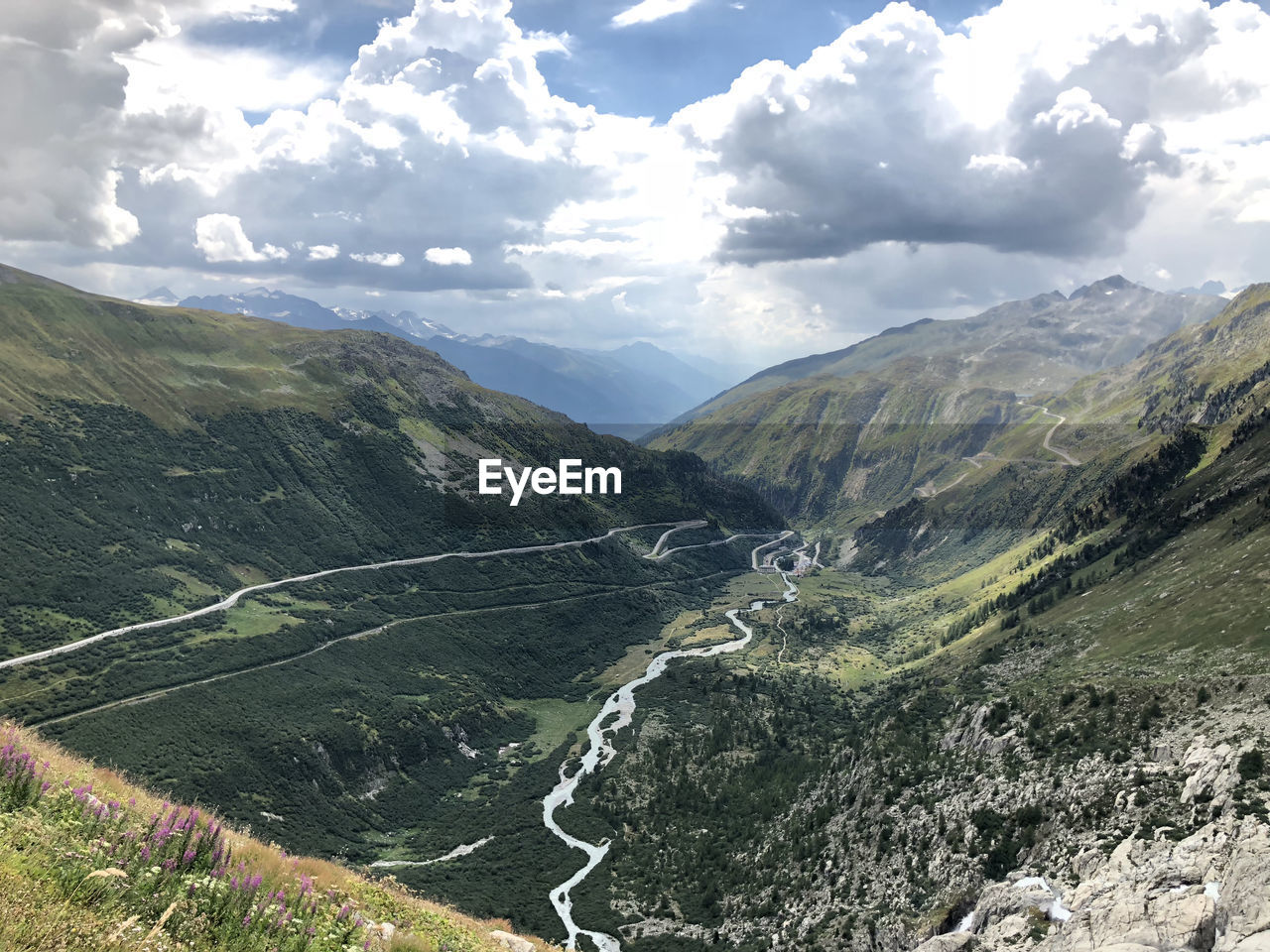 Scenic view of mountains against sky