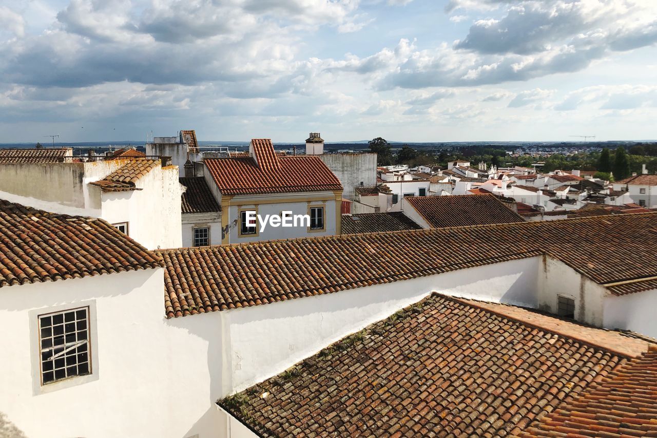 High angle view of townscape against sky