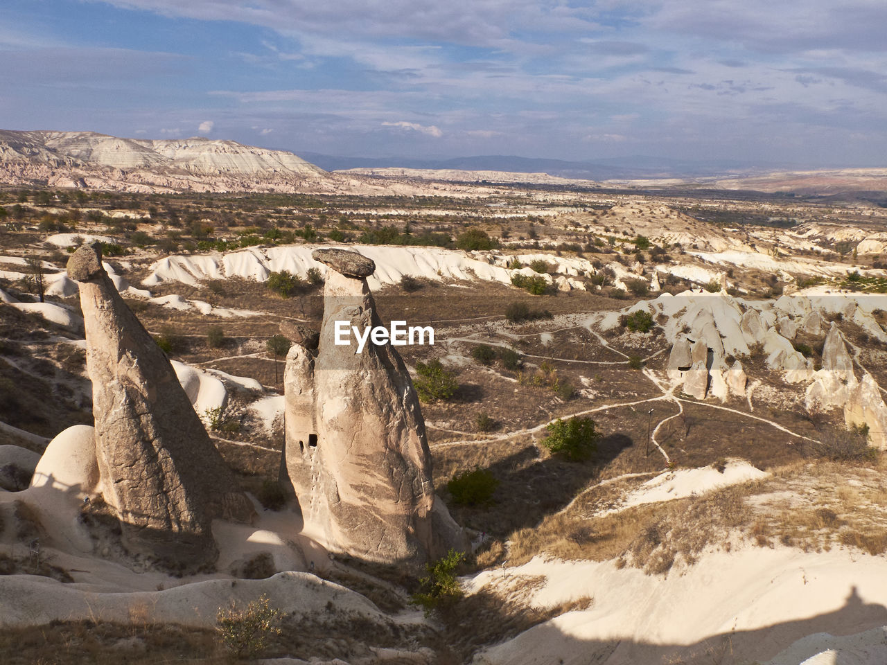 Mushroom rocks or fairy chimneys near urgup, turkey. rock sites of cappadocia. unesco world heritage