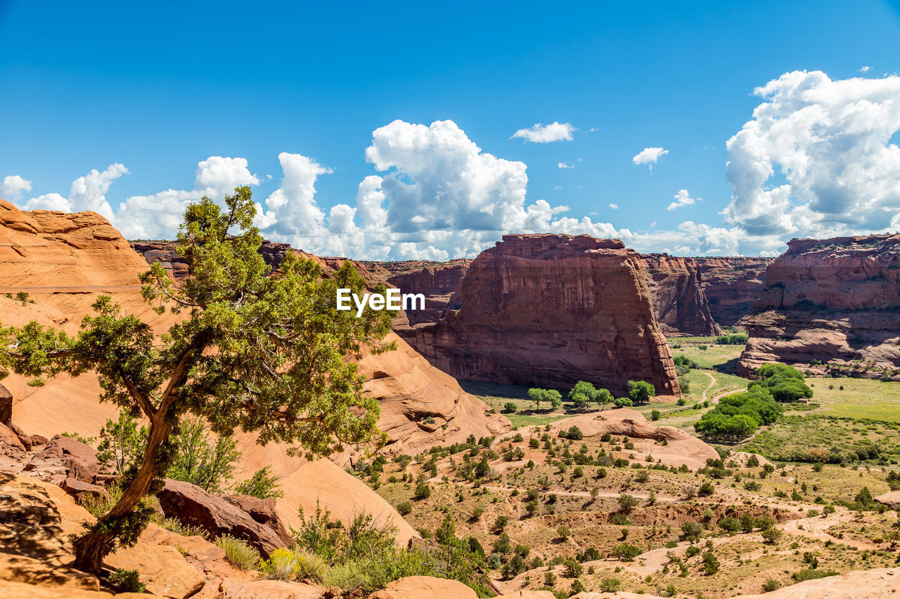 View of rock formations in desert