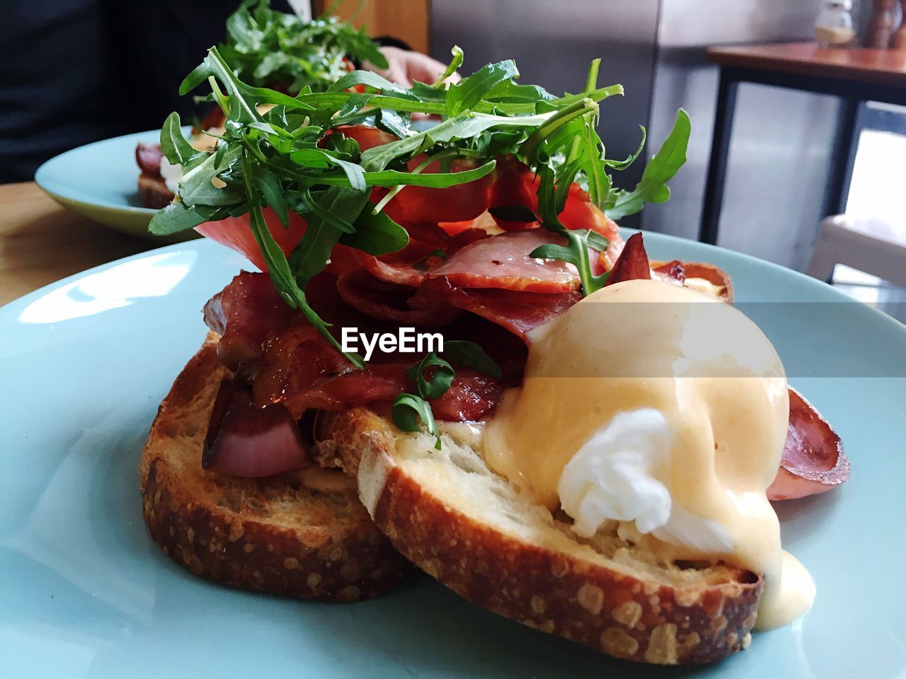 Close-up of food served in plate on table