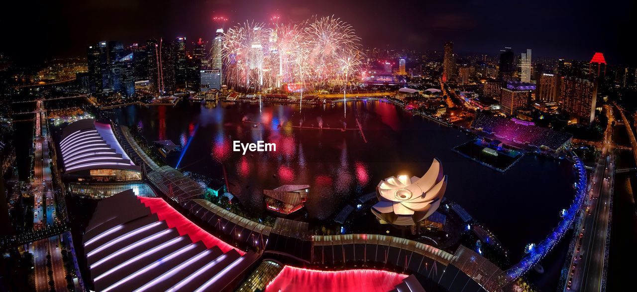 Fireworks display at marina bay sands