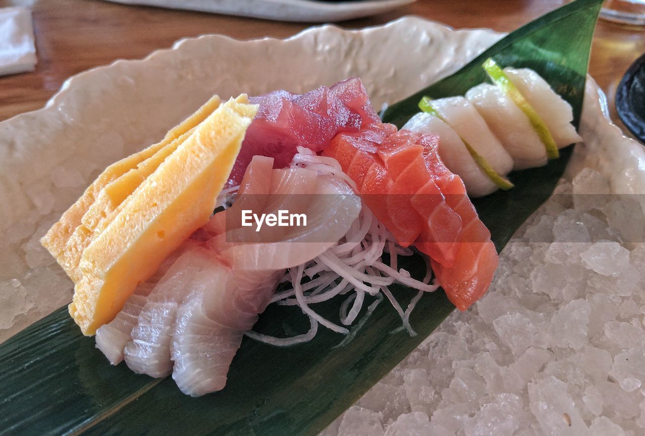 Close-up of food served in container
