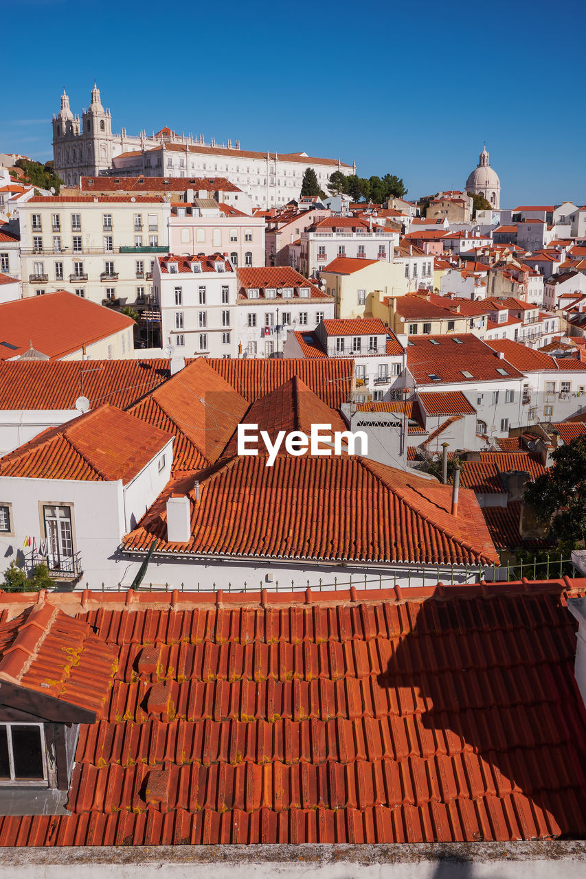 Panorama view - santa luzia viewpoint, with view to alfama old town - lisbon, portugal