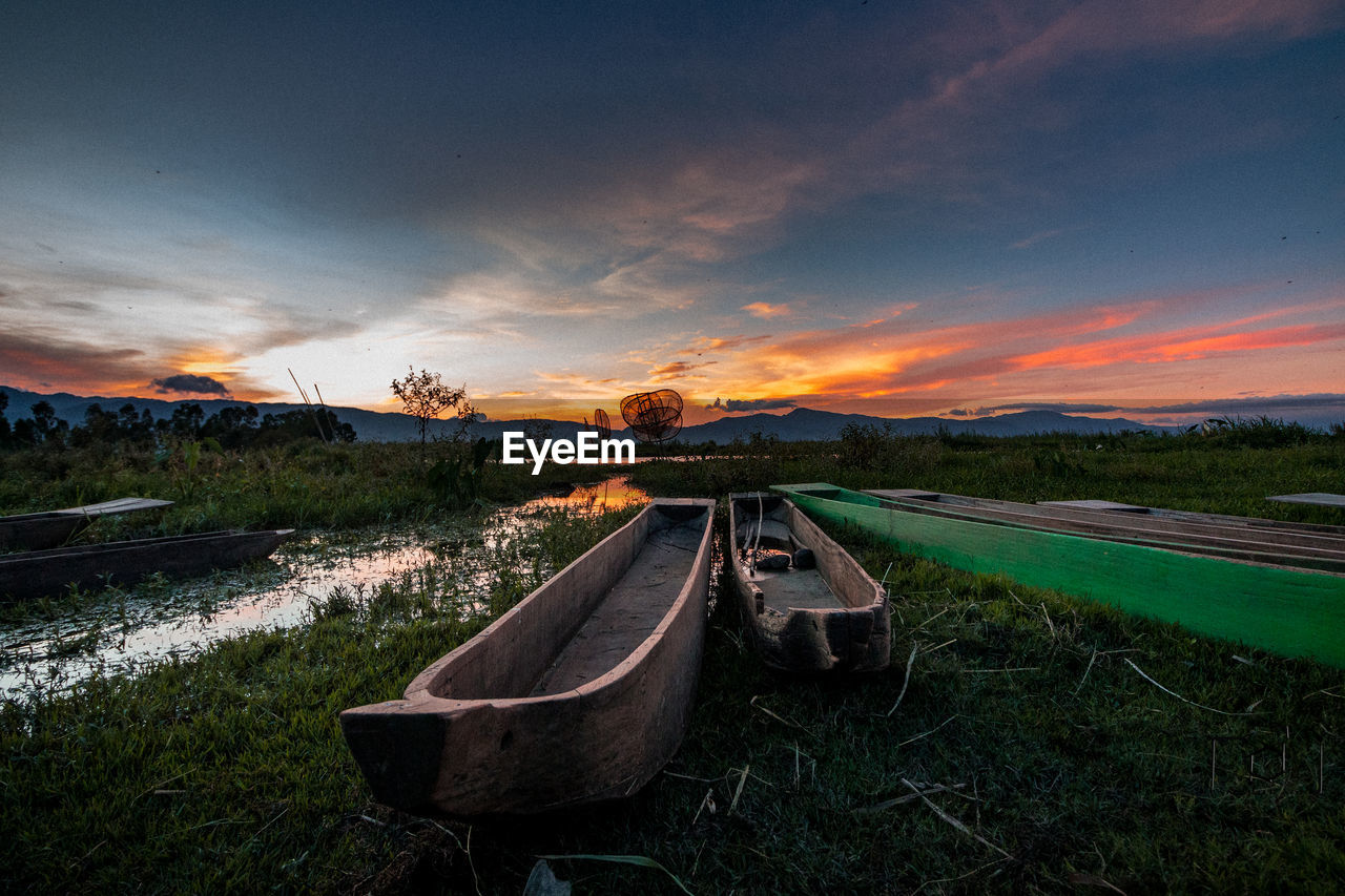 Panoramic shot of land against sky during sunset