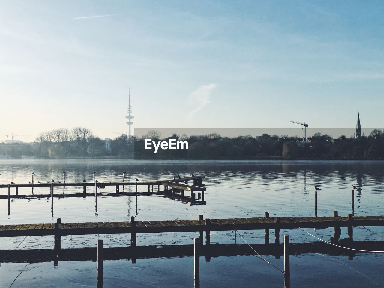 Scenic view of lake against sky