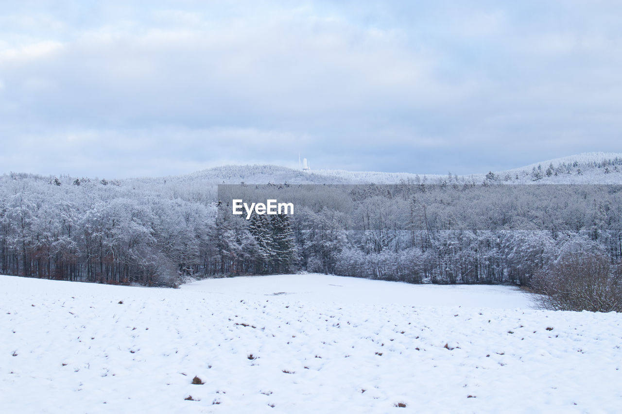 SNOW COVERED LAND AGAINST SKY