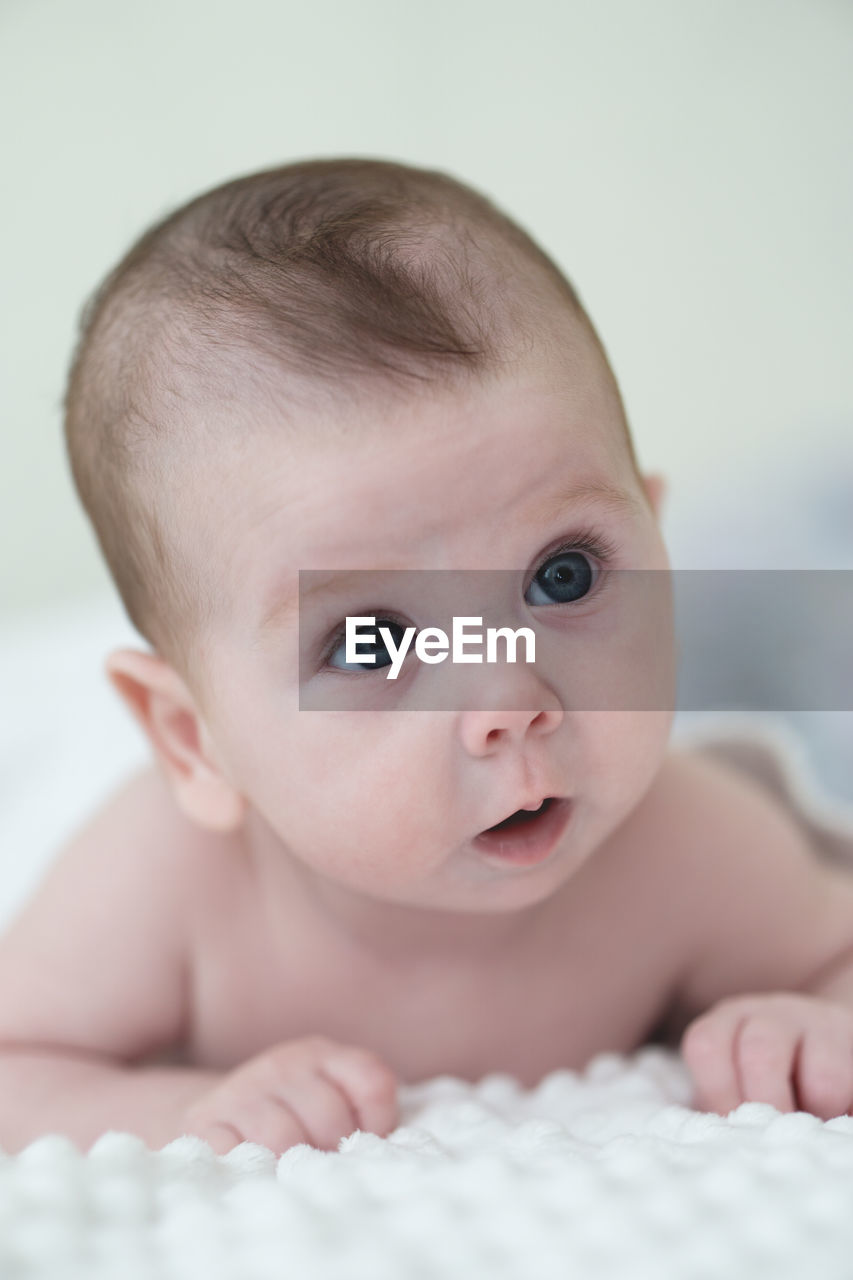 Portrait of amazed baby close up