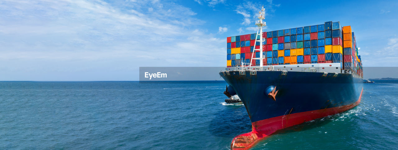 high angle view of ship in sea