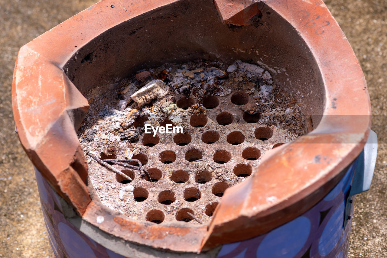 high angle view of old rusty metal