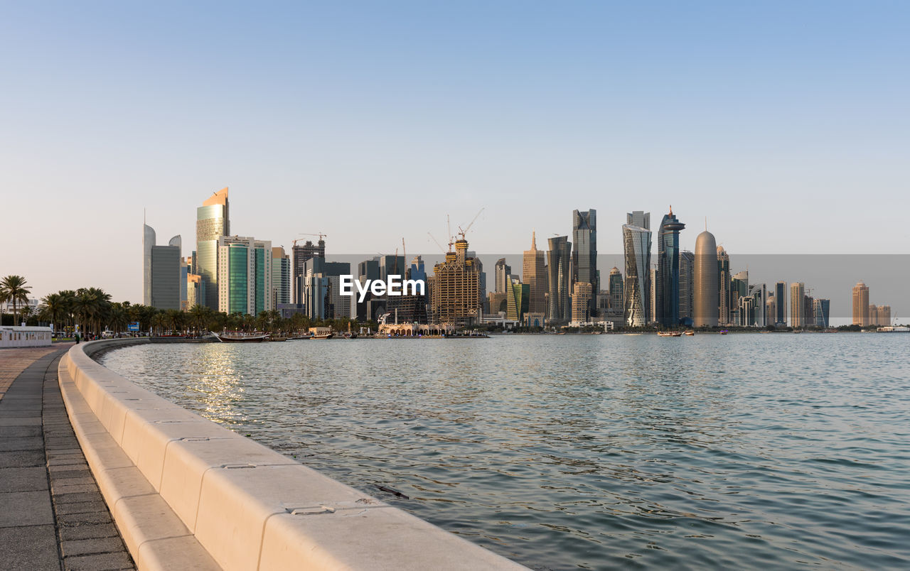 Cityscape against clear sky