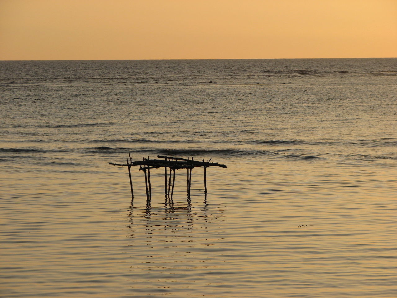 Scenic view of sea against clear sky during sunset