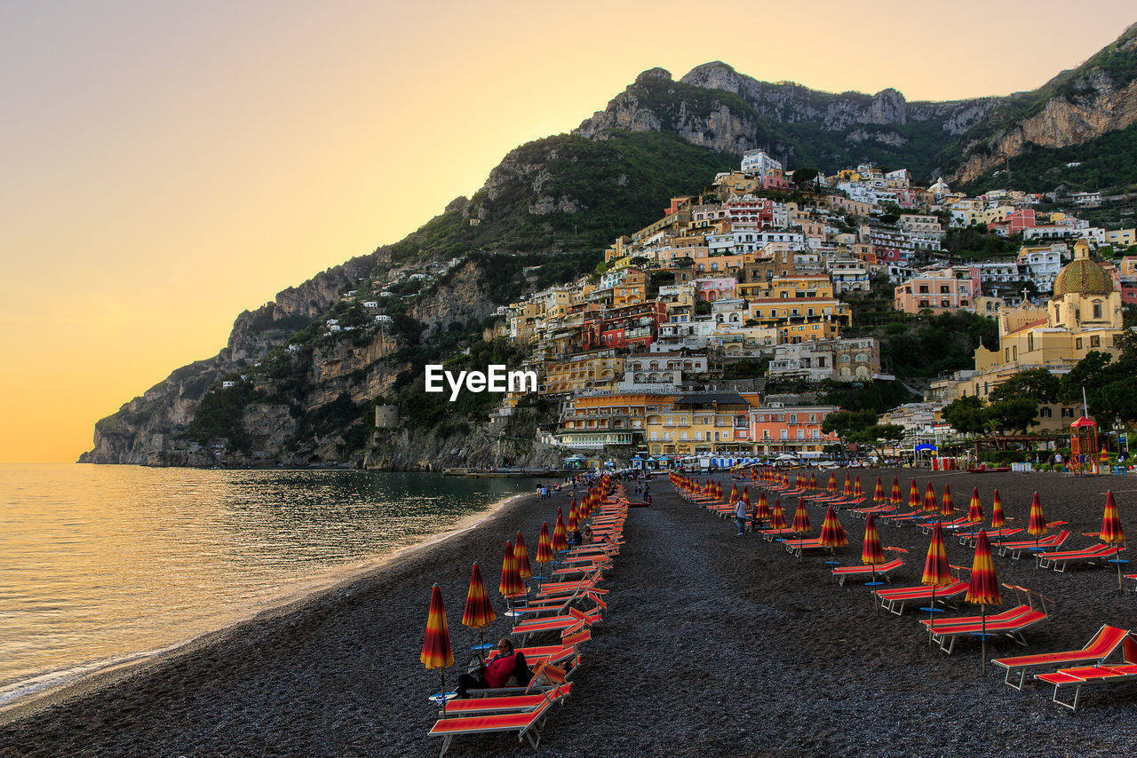 Panoramic view of sea against clear sky