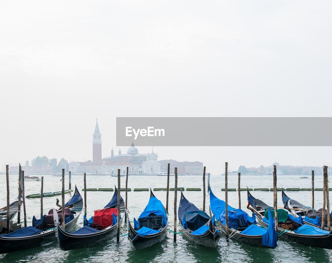 Boats moored in canal gondola 