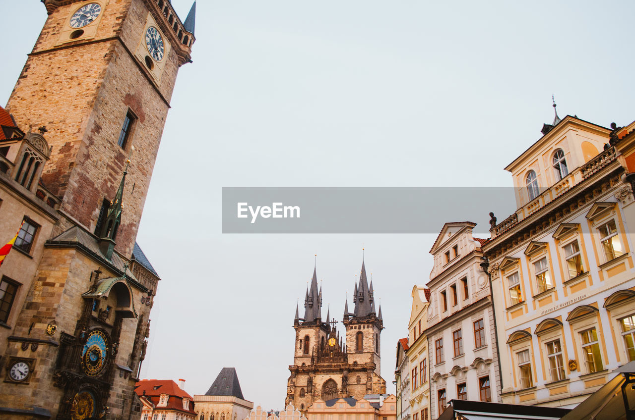 Prague, czechia - an angled horizontal shot of the roofs of buildings located in the old town.