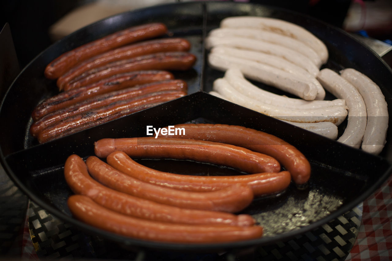 Close-up of sausages in plate