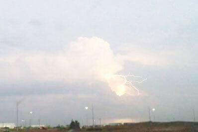 LIGHTNING IN SKY OVER LANDSCAPE