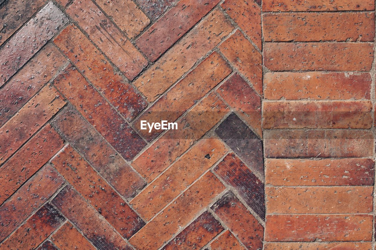 HIGH ANGLE VIEW OF BRICK WALL