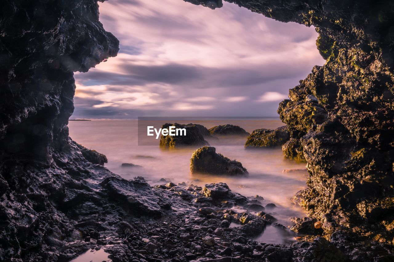 Scenic view of sea against sky during sunset