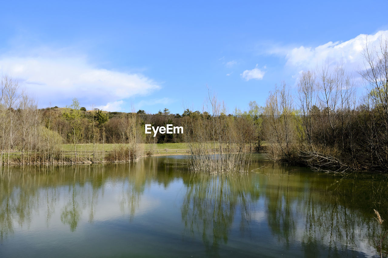 Scenic view of lake against sky