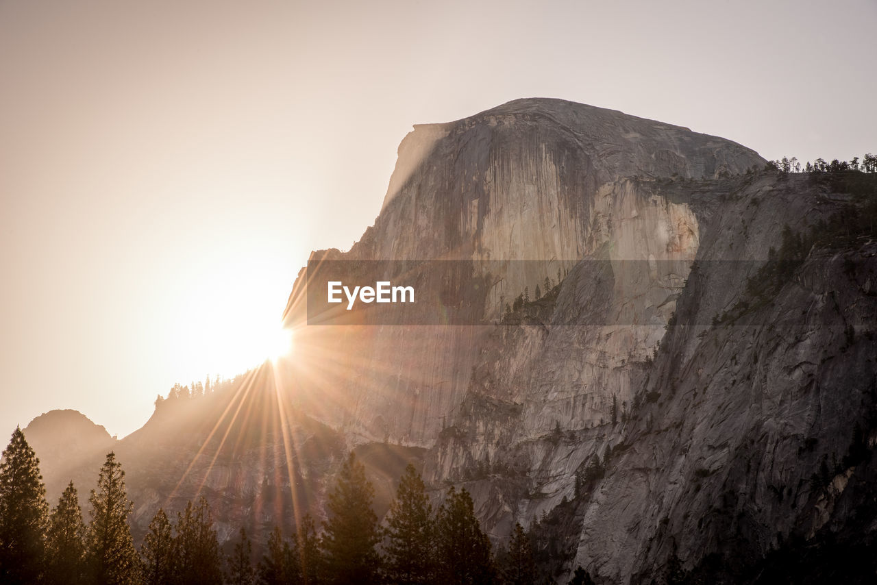 Sunrise over half dome in yosemite