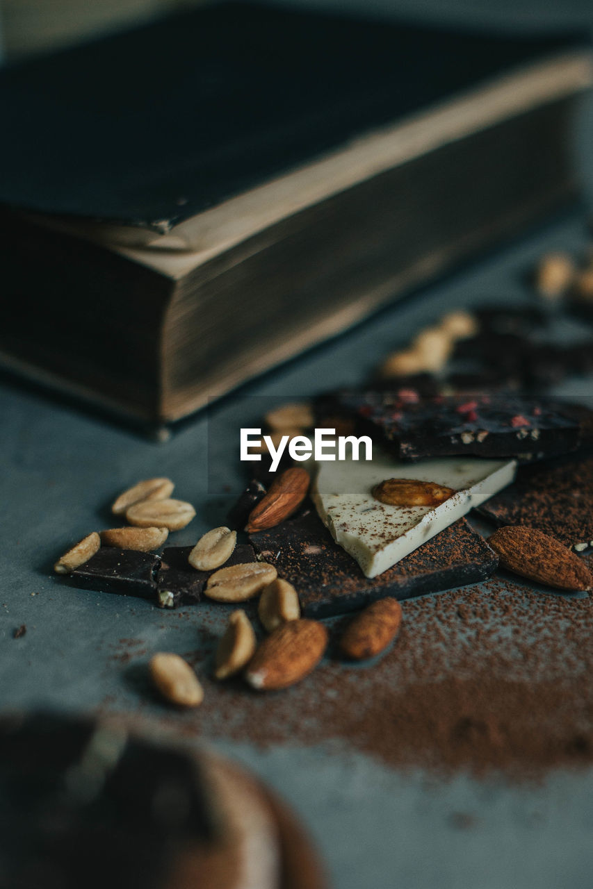 High angle view of chocolate on table