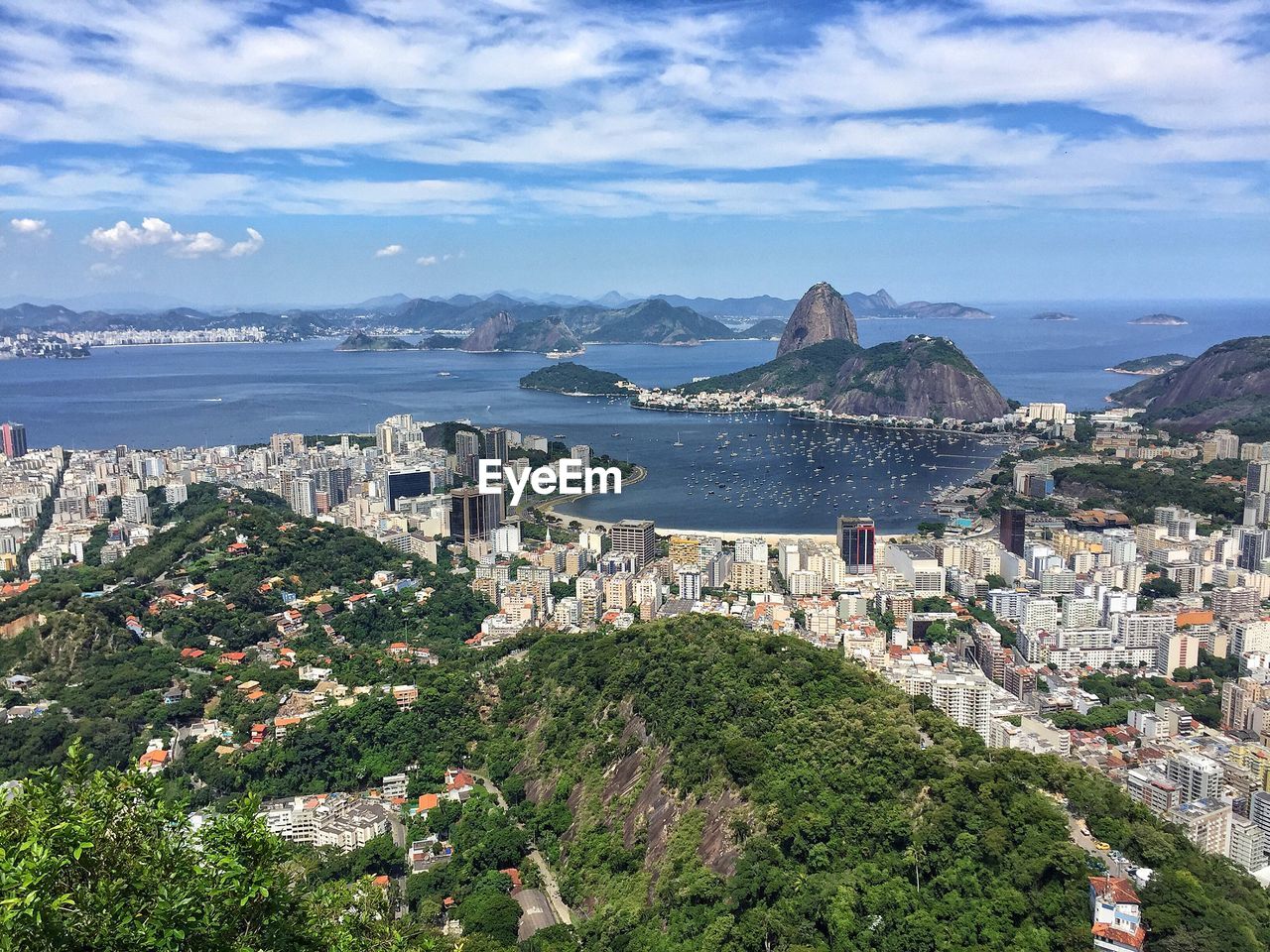 High angle view of city at seaside