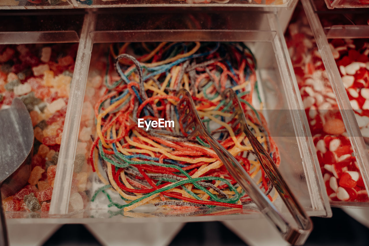 high angle view of food in container